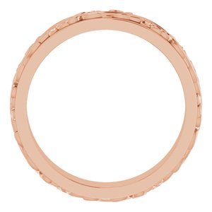 14K Yellow Or White Or Rose Gold Floral Inlay Flat Band