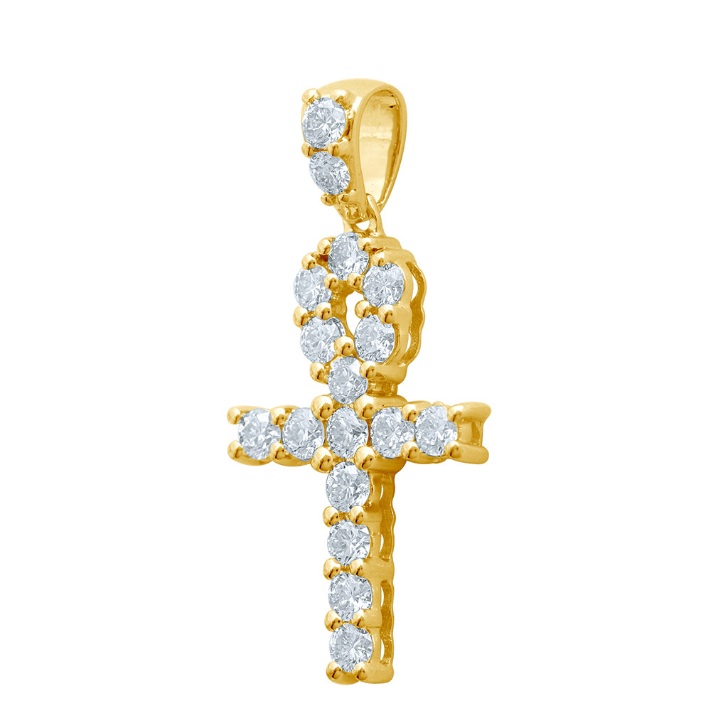 10K Yellow Gold 0.98-1.04 Cttw Diamond "Ankh" Charm