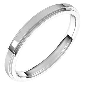 18K Yellow Or White Or Rose Gold Stepped-Edge Comfort-Fit Flat Band