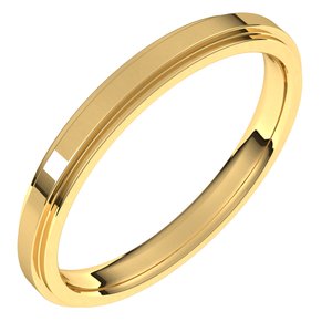 18K Yellow Or White Or Rose Gold Stepped-Edge Comfort-Fit Flat Band
