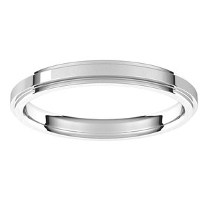 14K X1 White Gold Stepped-Edge Comfort-Fit Flat Band
