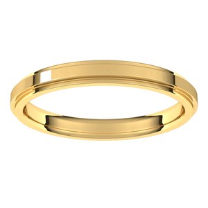 18K Yellow Or White Or Rose Gold Stepped-Edge Comfort-Fit Flat Band