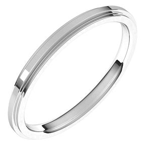 14K X1 White Gold Stepped-Edge Comfort-Fit Flat Band
