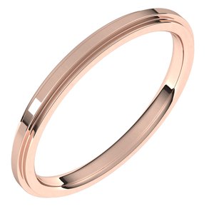 18K Yellow Or White Or Rose Gold Stepped-Edge Comfort-Fit Flat Band