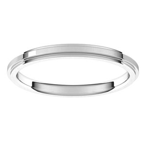 18K Yellow Or White Or Rose Gold Stepped-Edge Comfort-Fit Flat Band