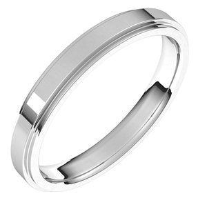 14K X1 White Gold Stepped-Edge Comfort-Fit Flat Band