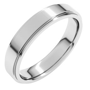 18K Yellow Or White Or Rose Gold Stepped-Edge Comfort-Fit Flat Band
