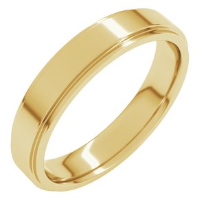 18K Yellow Or White Or Rose Gold Stepped-Edge Comfort-Fit Flat Band
