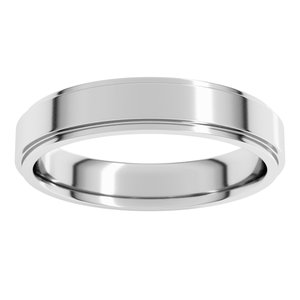 14K X1 White Gold Stepped-Edge Comfort-Fit Flat Band