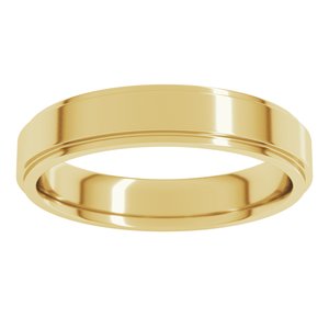 18K Yellow Or White Or Rose Gold Stepped-Edge Comfort-Fit Flat Band