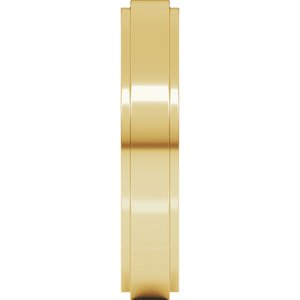 18K Yellow Or White Or Rose Gold Stepped-Edge Comfort-Fit Flat Band