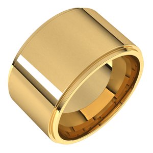 18K Yellow Or White Or Rose Gold Stepped-Edge Comfort-Fit Flat Band