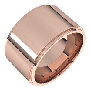 18K Yellow Or White Or Rose Gold Stepped-Edge Comfort-Fit Flat Band