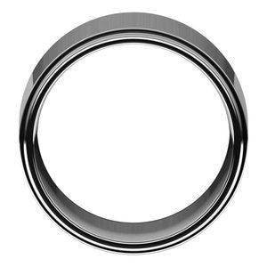 18K Yellow Or White Or Rose Gold Stepped-Edge Comfort-Fit Flat Band