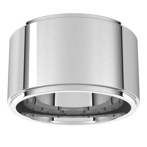 14K X1 White Gold Stepped-Edge Comfort-Fit Flat Band