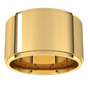 18K Yellow Or White Or Rose Gold Stepped-Edge Comfort-Fit Flat Band