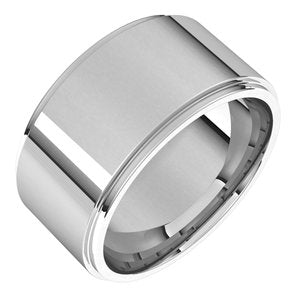 14K X1 White Gold Stepped-Edge Comfort-Fit Flat Band
