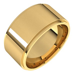 18K Yellow Or White Or Rose Gold Stepped-Edge Comfort-Fit Flat Band