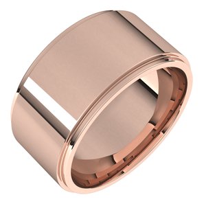 18K Yellow Or White Or Rose Gold Stepped-Edge Comfort-Fit Flat Band