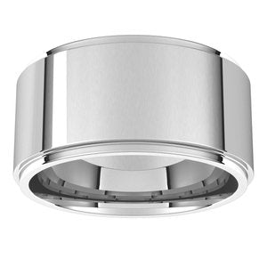 14K X1 White Gold Stepped-Edge Comfort-Fit Flat Band