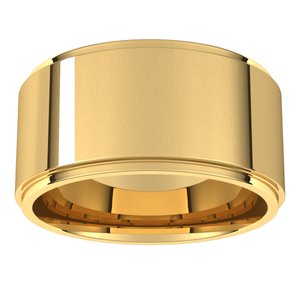 18K Yellow Or White Or Rose Gold Stepped-Edge Comfort-Fit Flat Band
