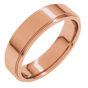 18K Yellow Or White Or Rose Gold Stepped-Edge Comfort-Fit Flat Band