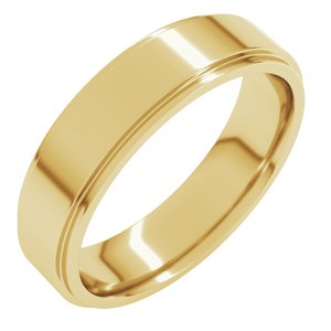 18K Yellow Or White Or Rose Gold Stepped-Edge Comfort-Fit Flat Band