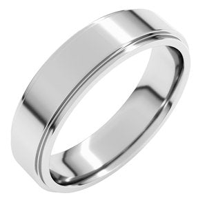14K X1 White Gold Stepped-Edge Comfort-Fit Flat Band