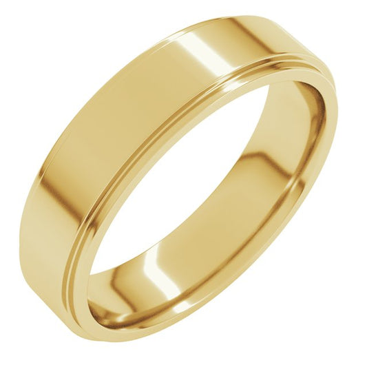 14K Yellow Or White Or Rose Gold Or Sterling Silver Or Platinum Standard Weight Flat Comfort Fit Edge Band