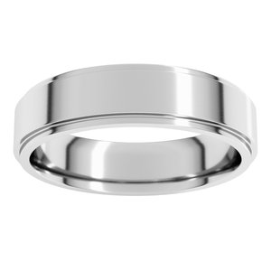 18K Yellow Or White Or Rose Gold Stepped-Edge Comfort-Fit Flat Band
