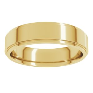 18K Yellow Or White Or Rose Gold Stepped-Edge Comfort-Fit Flat Band