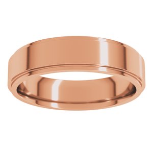 18K Yellow Or White Or Rose Gold Stepped-Edge Comfort-Fit Flat Band