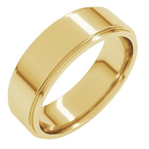 18K Yellow Or White Or Rose Gold Stepped-Edge Comfort-Fit Flat Band
