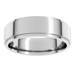 14K X1 White Gold Stepped-Edge Comfort-Fit Flat Band