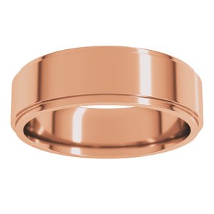 18K Yellow Or White Or Rose Gold Stepped-Edge Comfort-Fit Flat Band