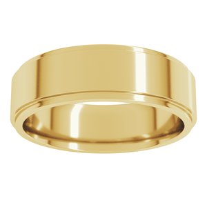 18K Yellow Or White Or Rose Gold Stepped-Edge Comfort-Fit Flat Band