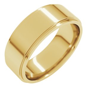 18K Yellow Or White Or Rose Gold Stepped-Edge Comfort-Fit Flat Band