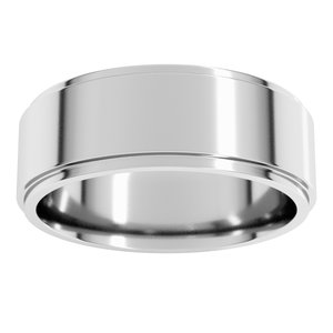 18K Yellow Or White Or Rose Gold Stepped-Edge Comfort-Fit Flat Band