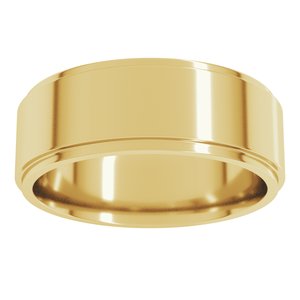 18K Yellow Or White Or Rose Gold Stepped-Edge Comfort-Fit Flat Band