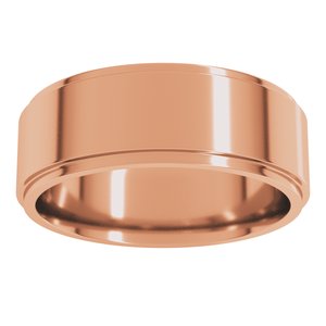 18K Yellow Or White Or Rose Gold Stepped-Edge Comfort-Fit Flat Band