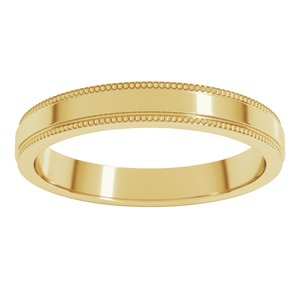 18K Yellow Or White Or Rose Gold Stepped-Edge Comfort-Fit Flat Band