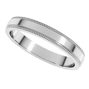 14K X1 White Gold Stepped-Edge Comfort-Fit Flat Band
