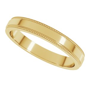 18K Yellow Or White Or Rose Gold Stepped-Edge Comfort-Fit Flat Band
