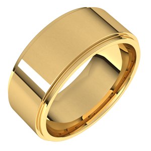 18K Yellow Or White Or Rose Gold Stepped-Edge Comfort-Fit Flat Band