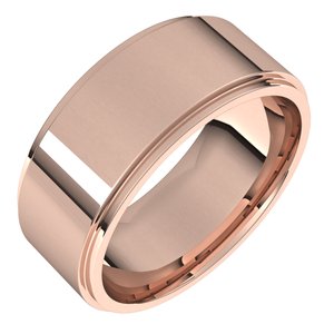 18K Yellow Or White Or Rose Gold Stepped-Edge Comfort-Fit Flat Band