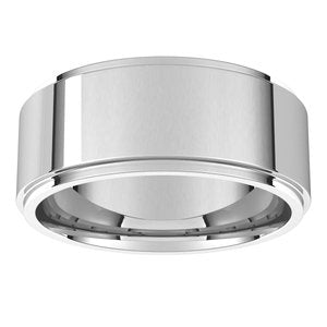 18K Yellow Or White Or Rose Gold Stepped-Edge Comfort-Fit Flat Band