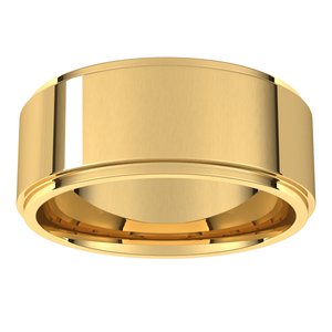 18K Yellow Or White Or Rose Gold Stepped-Edge Comfort-Fit Flat Band