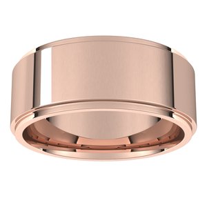 18K Yellow Or White Or Rose Gold Stepped-Edge Comfort-Fit Flat Band