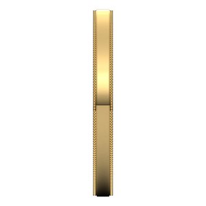 18K Yellow Or White Or Rose Gold Milgrain Stepped-Edge Comfort-Fit Flat Band
