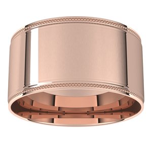 14K Yellow Or White Or Rose Gold Milgrain Stepped-Edge Comfort-Fit Flat Band